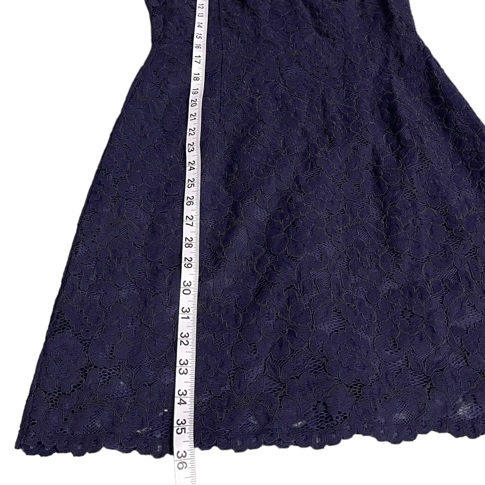 New!! H&M Short Sleeve Lace Midi Dark Blue Dress Size 6 - Picture 12 of 13